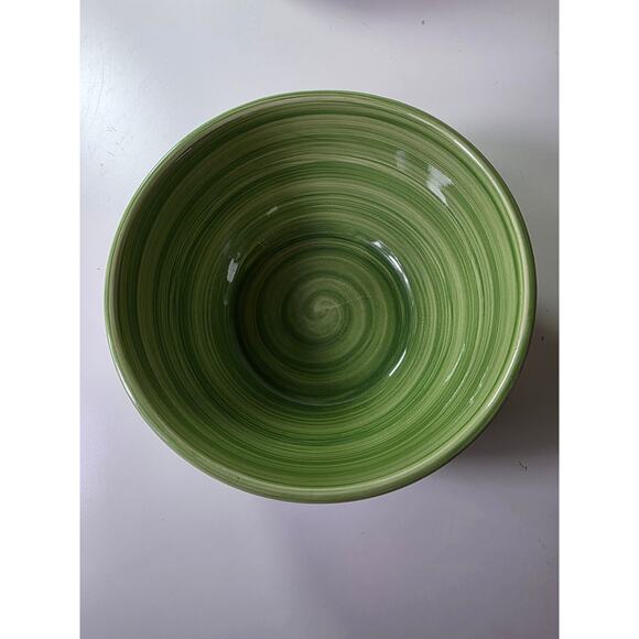 TABLETOPS GALLERY Green Swirl MONTEREY Soup Cereal Bowl Set of 2 - Picture 2 of 9